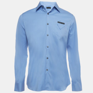 prada blue cotton button front shirt s