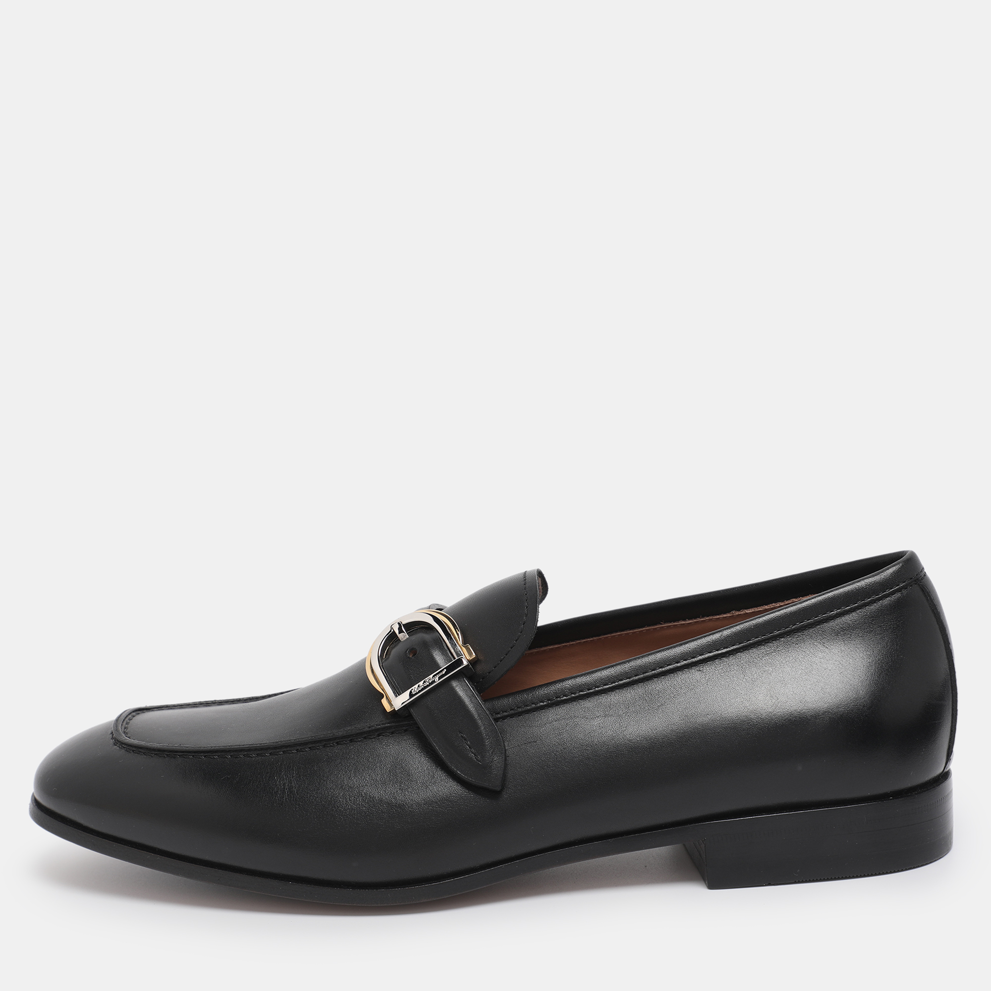 salvatore ferragamo black leather loafers size 42