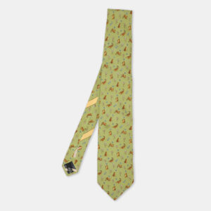 salvatore ferragamo green animal print silk tie