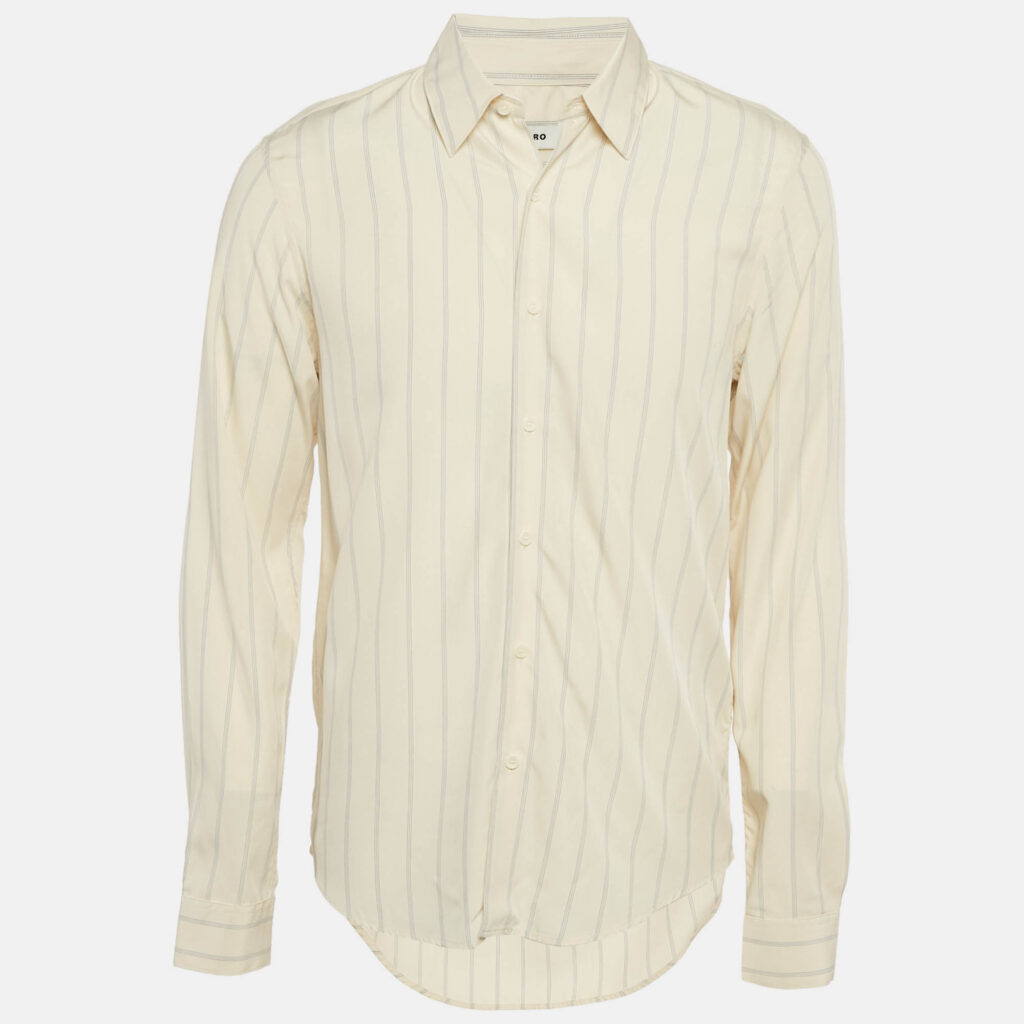 Sandro Ivory Pinstriped Crepe Flow Shirt S