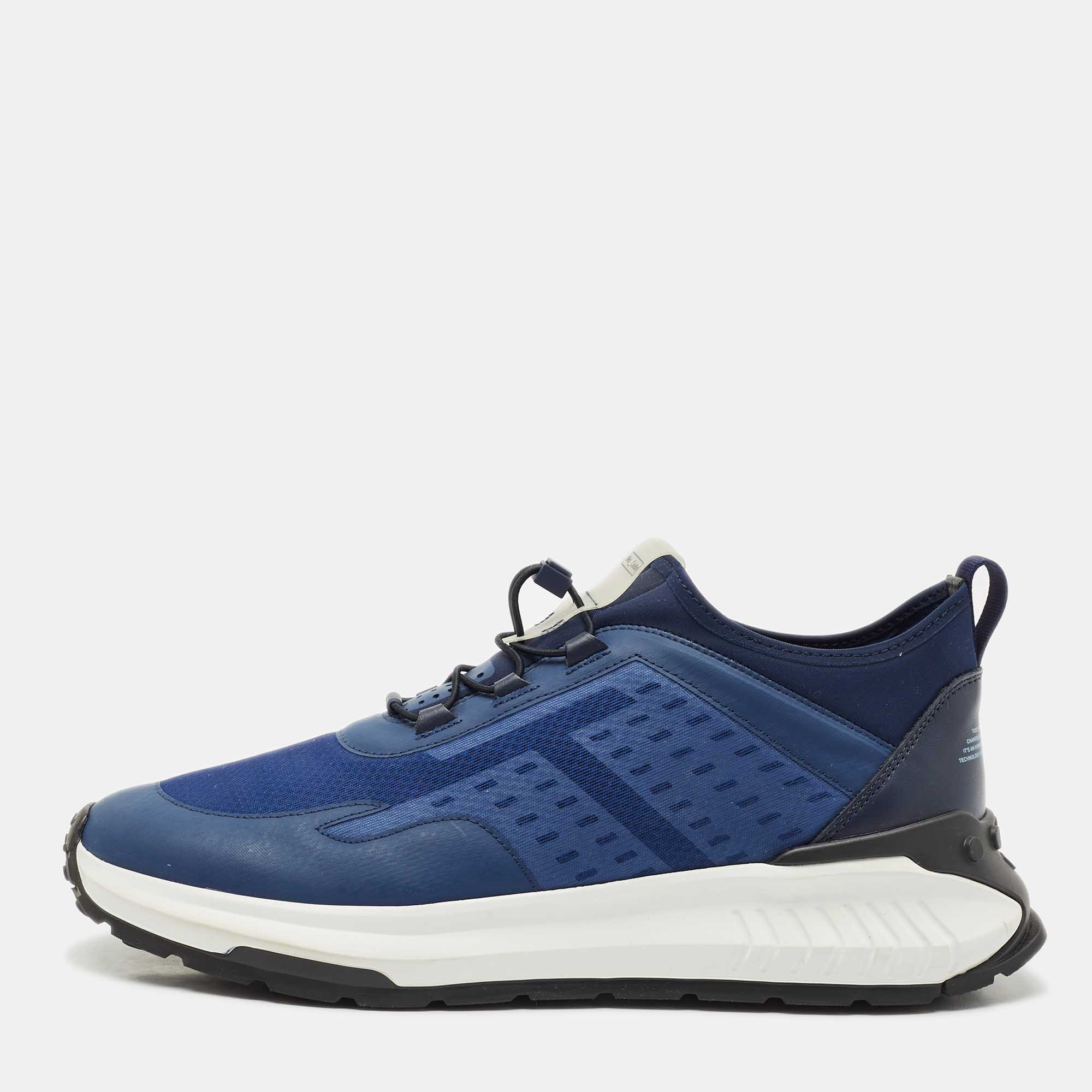 tod's blue mesh and fabric no_code j sneakers size 42