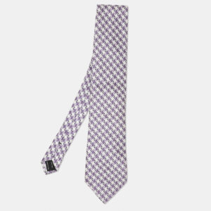 tom ford purple/white diamond woven pattern silk traditional tie