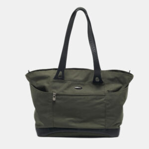 luxury-men-tumi-used-bags-p1177471-002.jpg tumi military green/black nylon and leather weekender tote