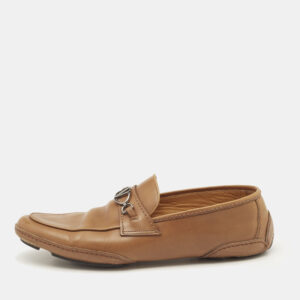 valentino brown leather vlogo loafers size 41