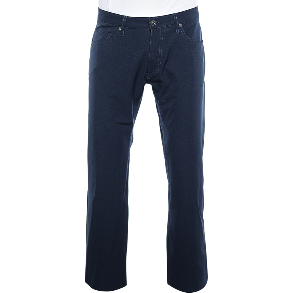 luxury-men-versace-used-clothes-p578935-001.jpg VJC Navy Blue Knit Straight Leg Pants L
