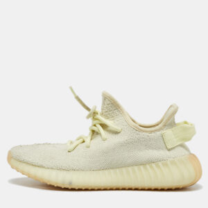 yeezy x adidas light yellow knit fabric boost 350 v2 butter sneakers size 38