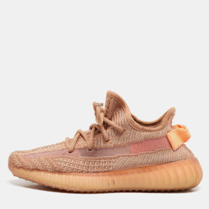 yeezy x adidas orange knit fabric boost 350 v2 clay sneakers size 38