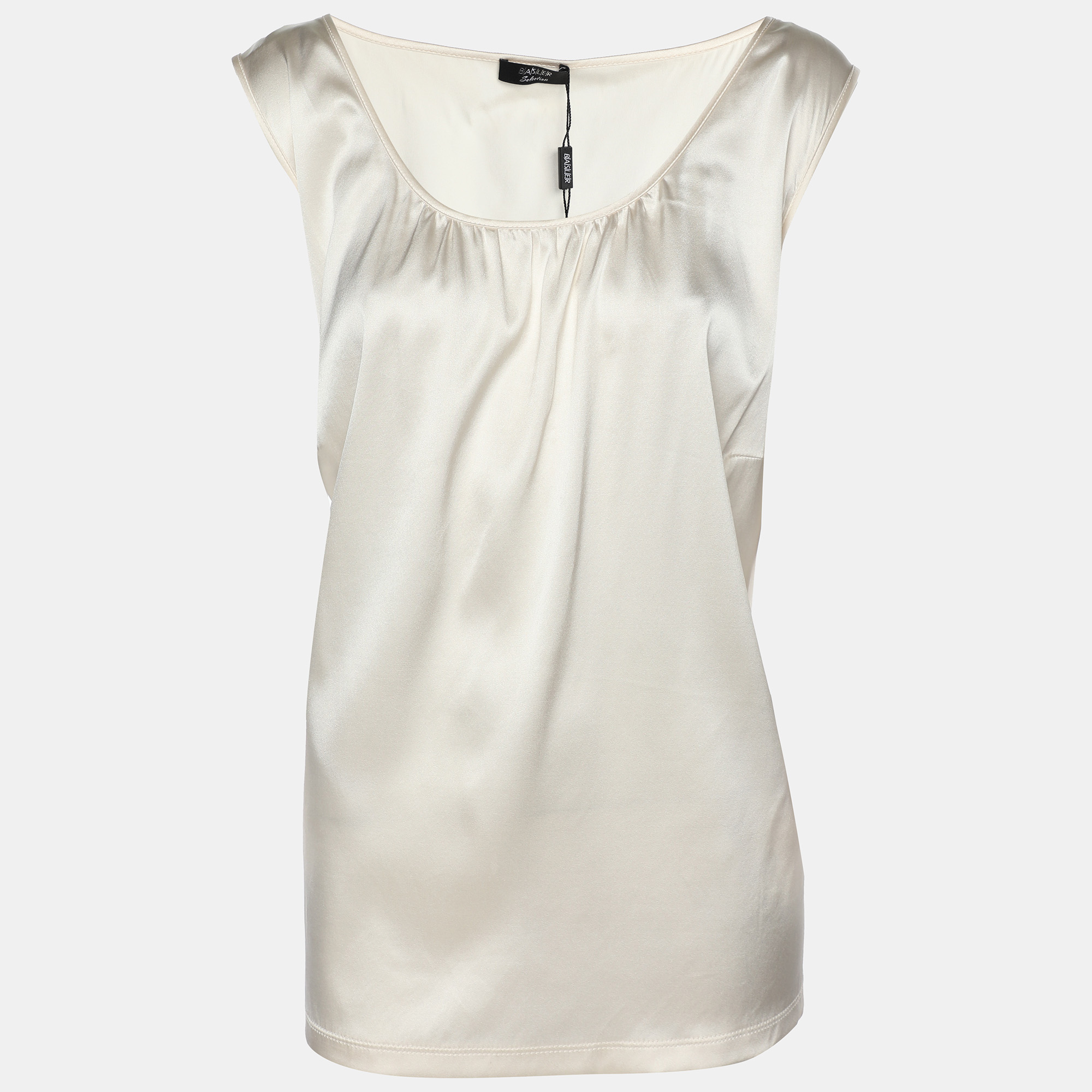 basler cream satin sleeveless tops xl