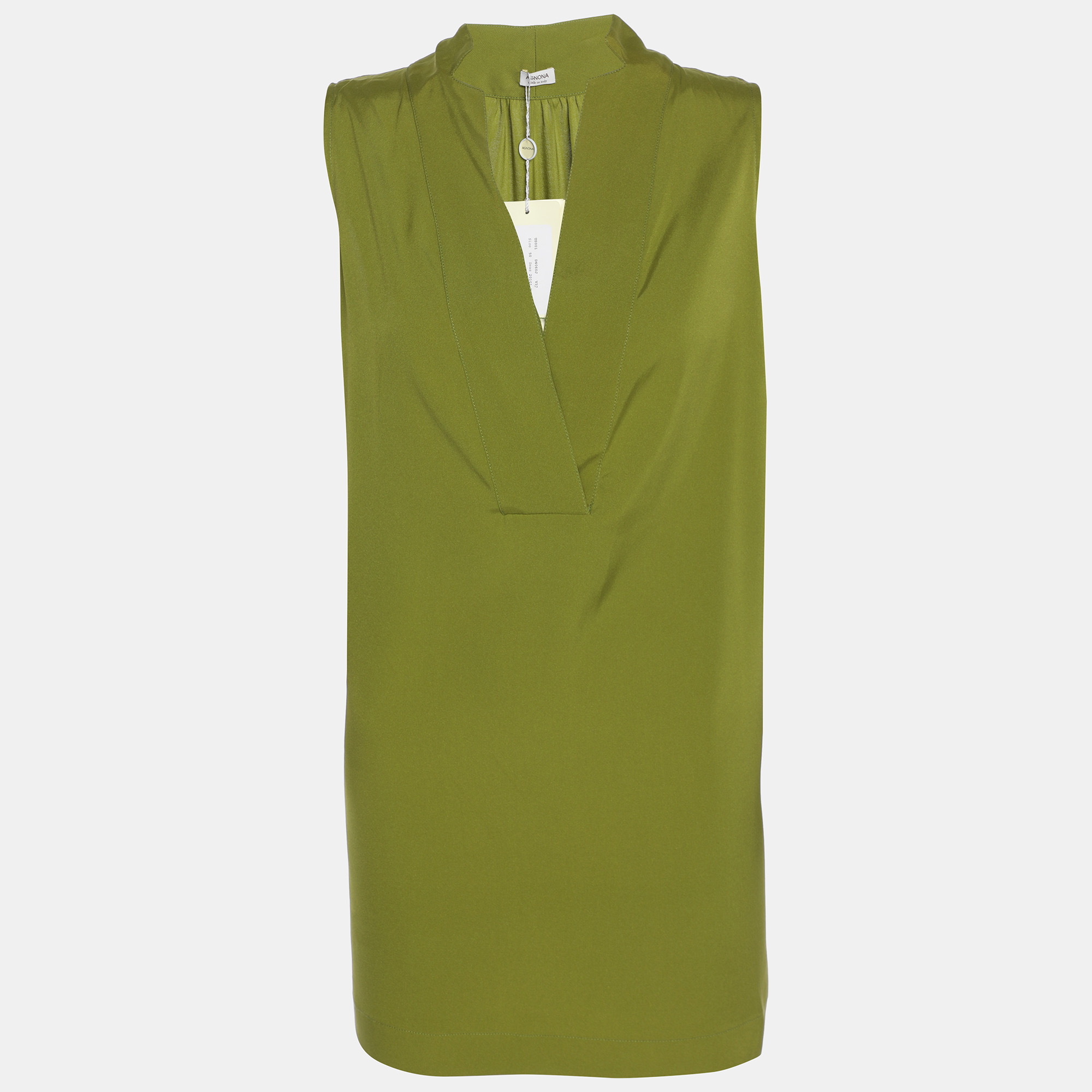 agnona green crepe sleeveless tops xl