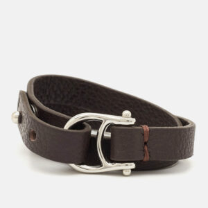aigner logo leather silver tone double tour set of 2 bracelets
