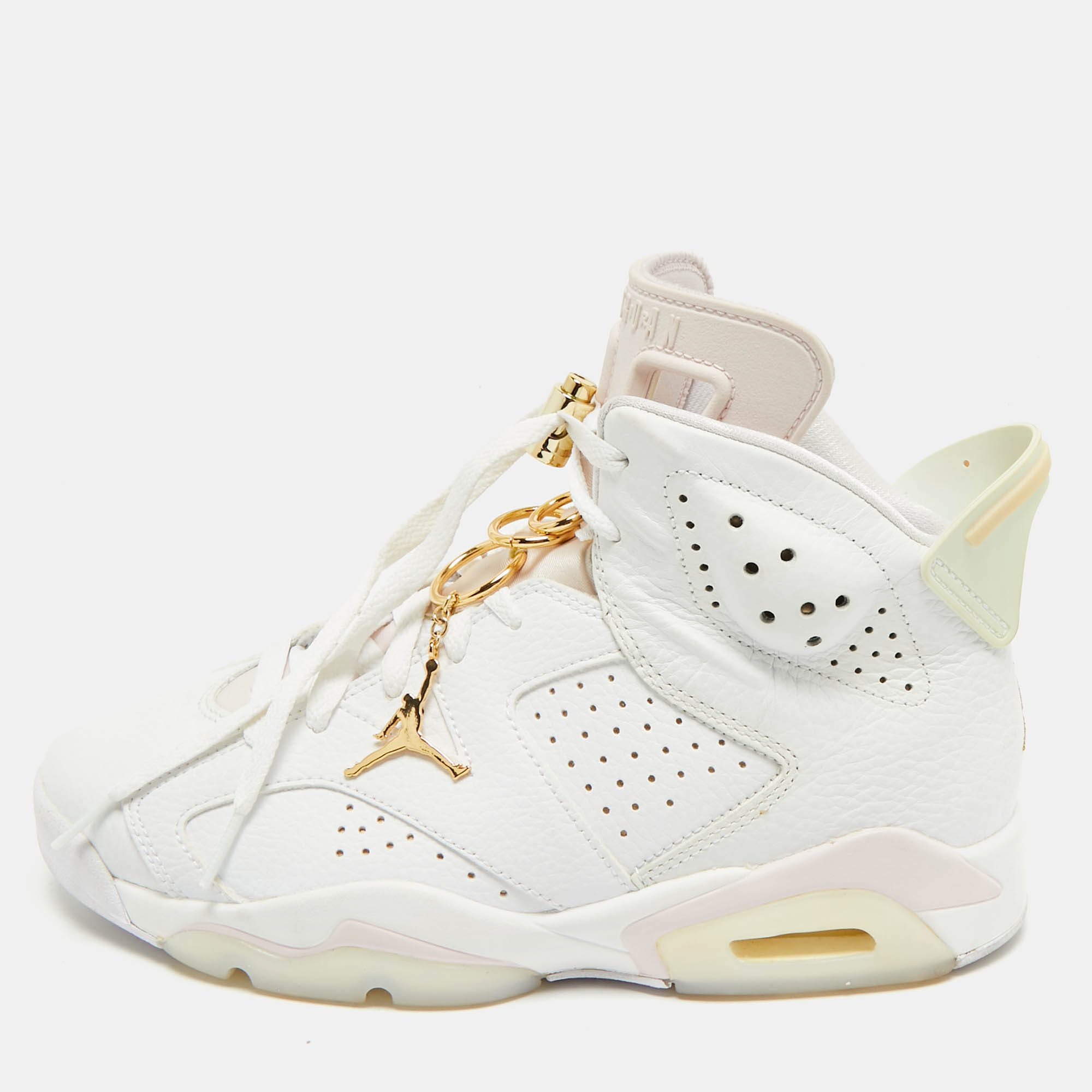 air jordans white leather jordan 6 high top sneakers size 40