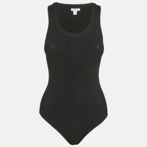 alaia black rib knit tank bodysuit s