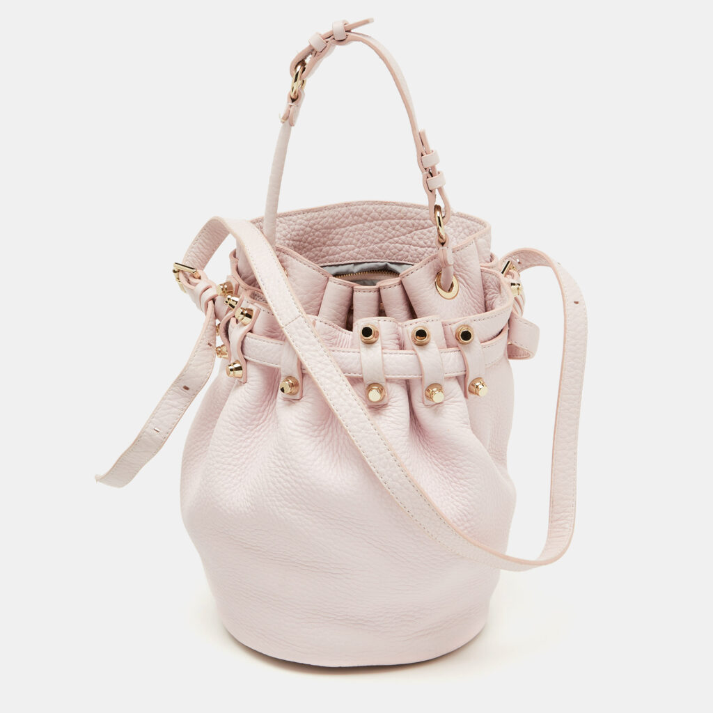 luxury-women-alexander-wang-used-handbags-p1131645-010.jpg Alexander Wang Light Pink Textured Leather Diego Bucket Bag