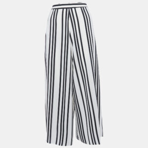 alice + olivia cream striped chiffon culottes m