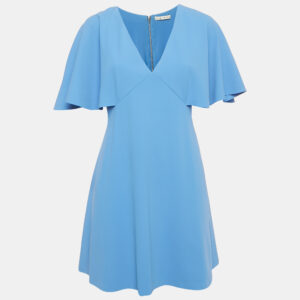 alice + olivia blue crepe cape sleeve mini dress m