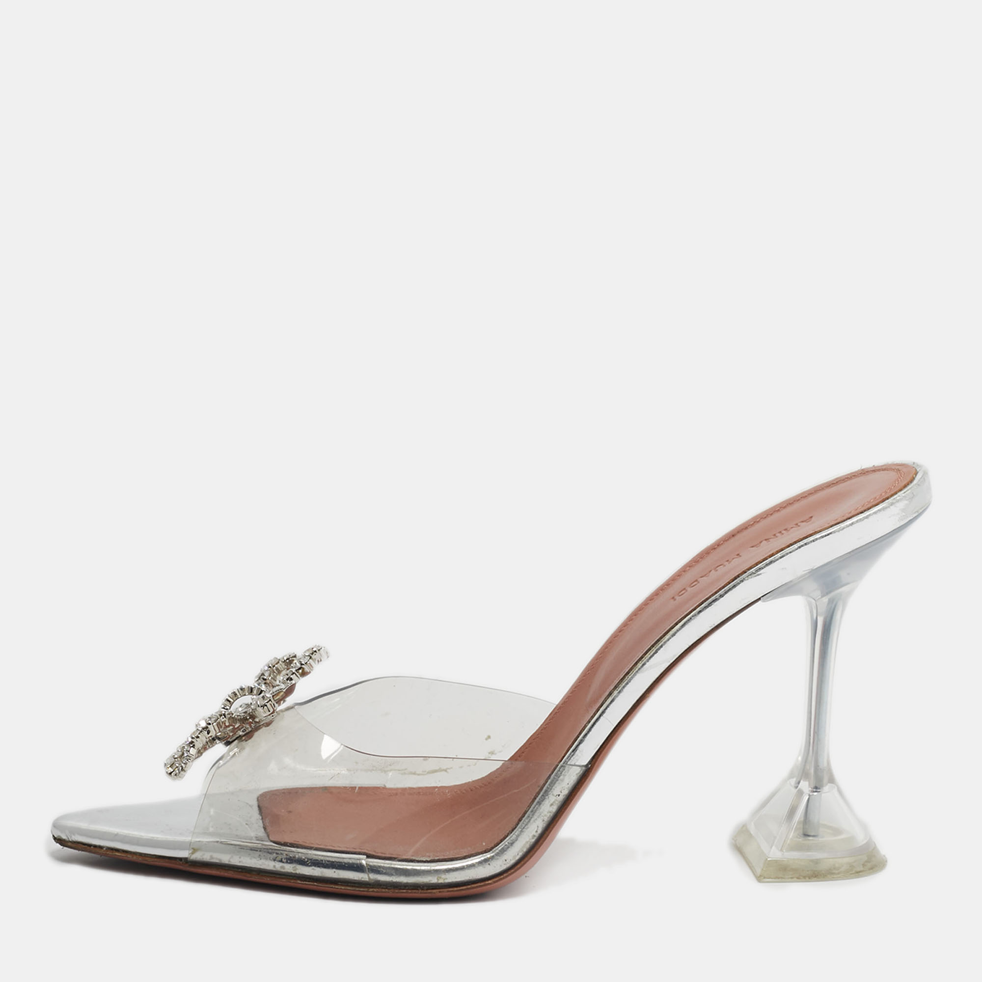 amina muaddi transparent pvc rosie slide sandals size 41