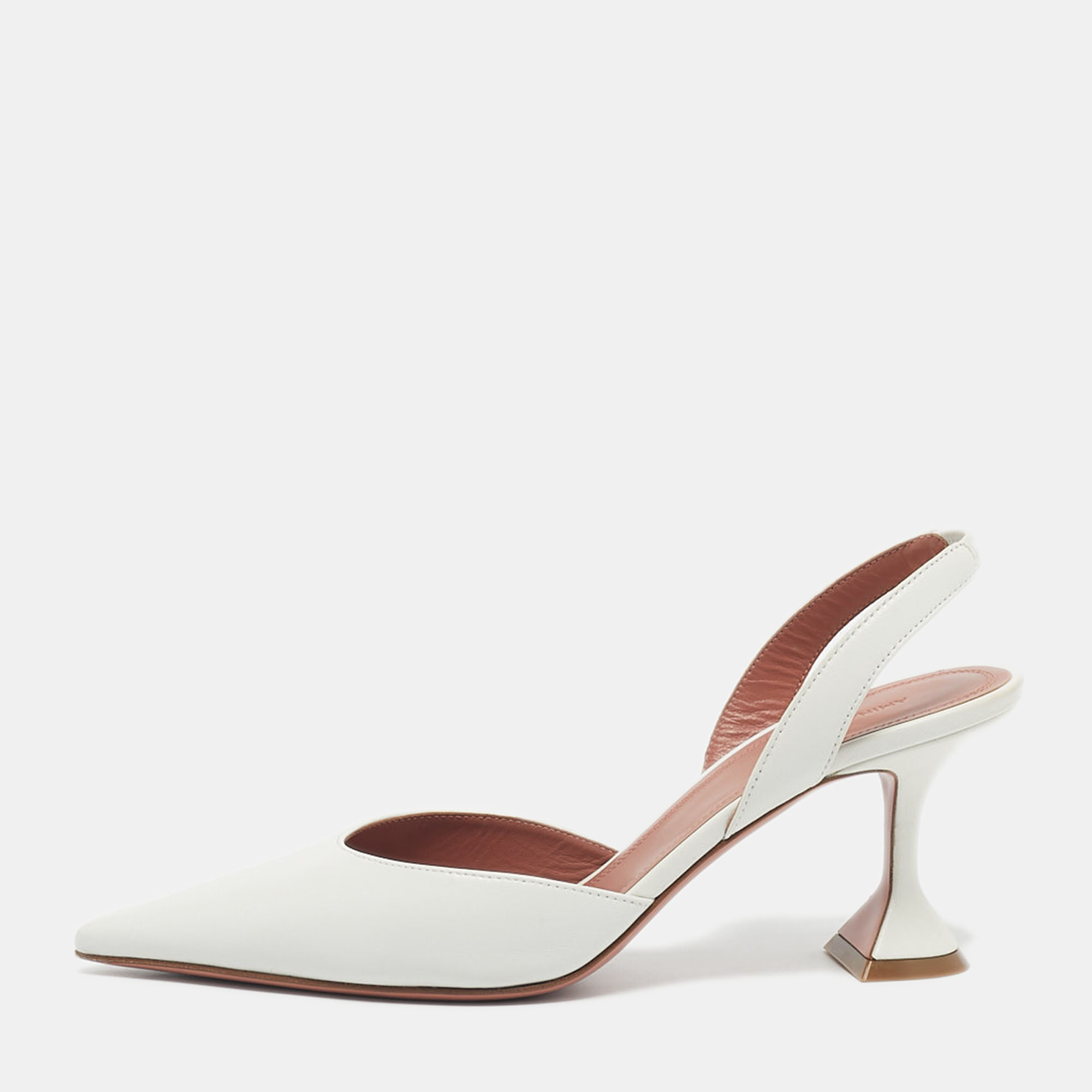 amina muaddi white leather rosie slingback pumps size 41