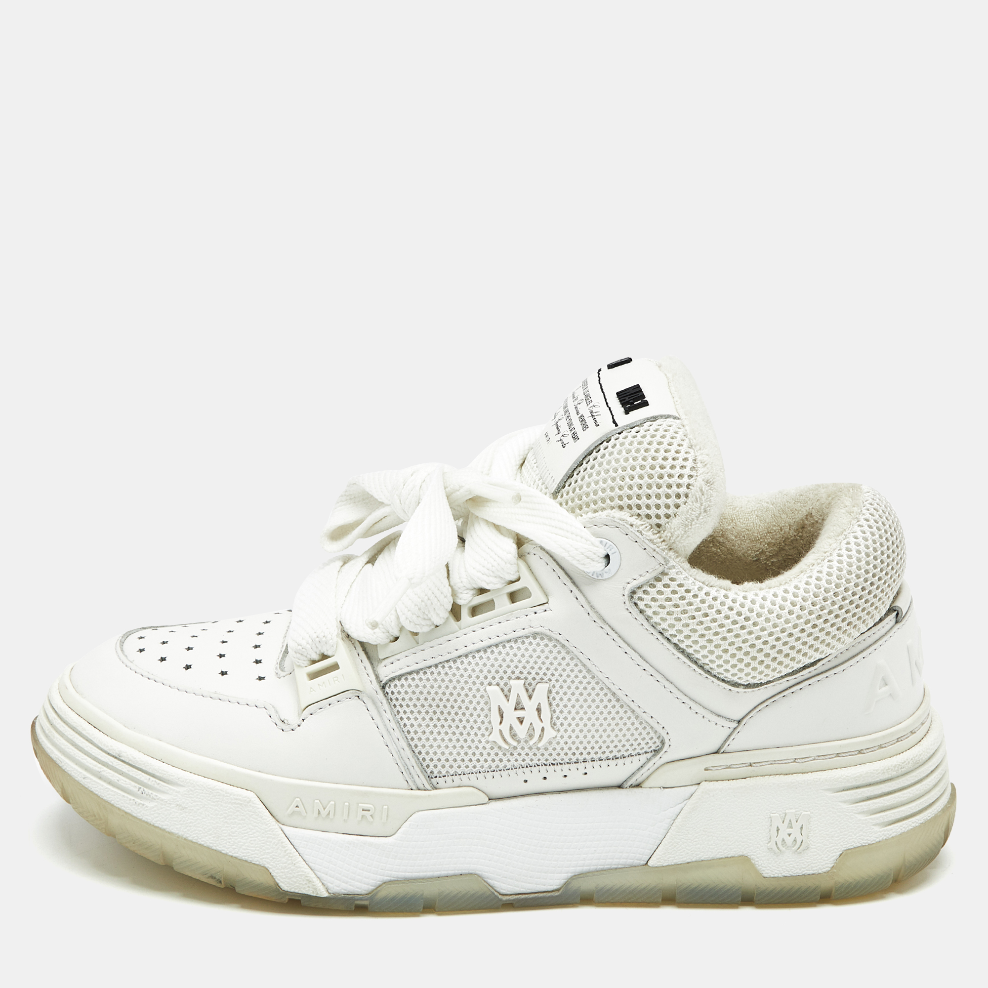 amiri white mesh and leather ma-1 sneakers size 40