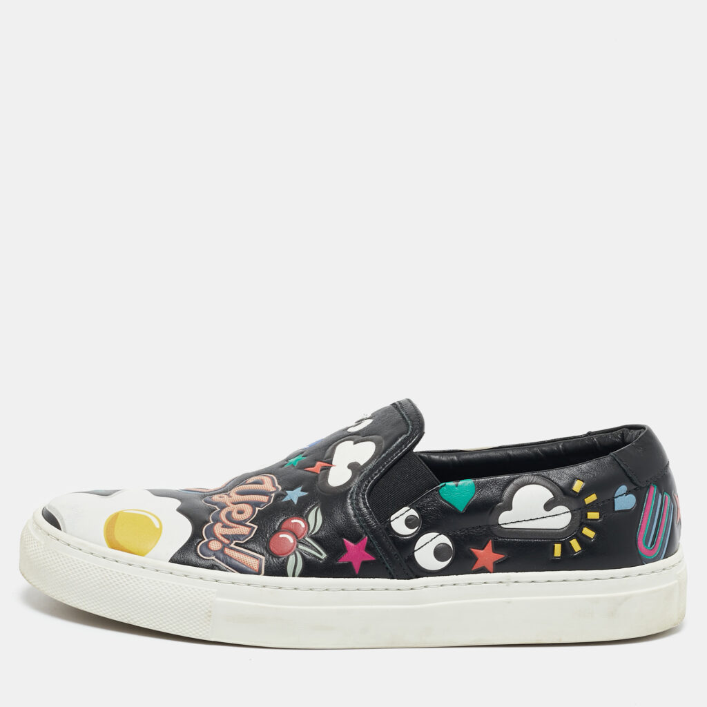luxury-women-anya-hindmarch-used-shoes-p1134019-010.jpg Anya Hindmarch Black Leather Slip On Sneakers Size 35
