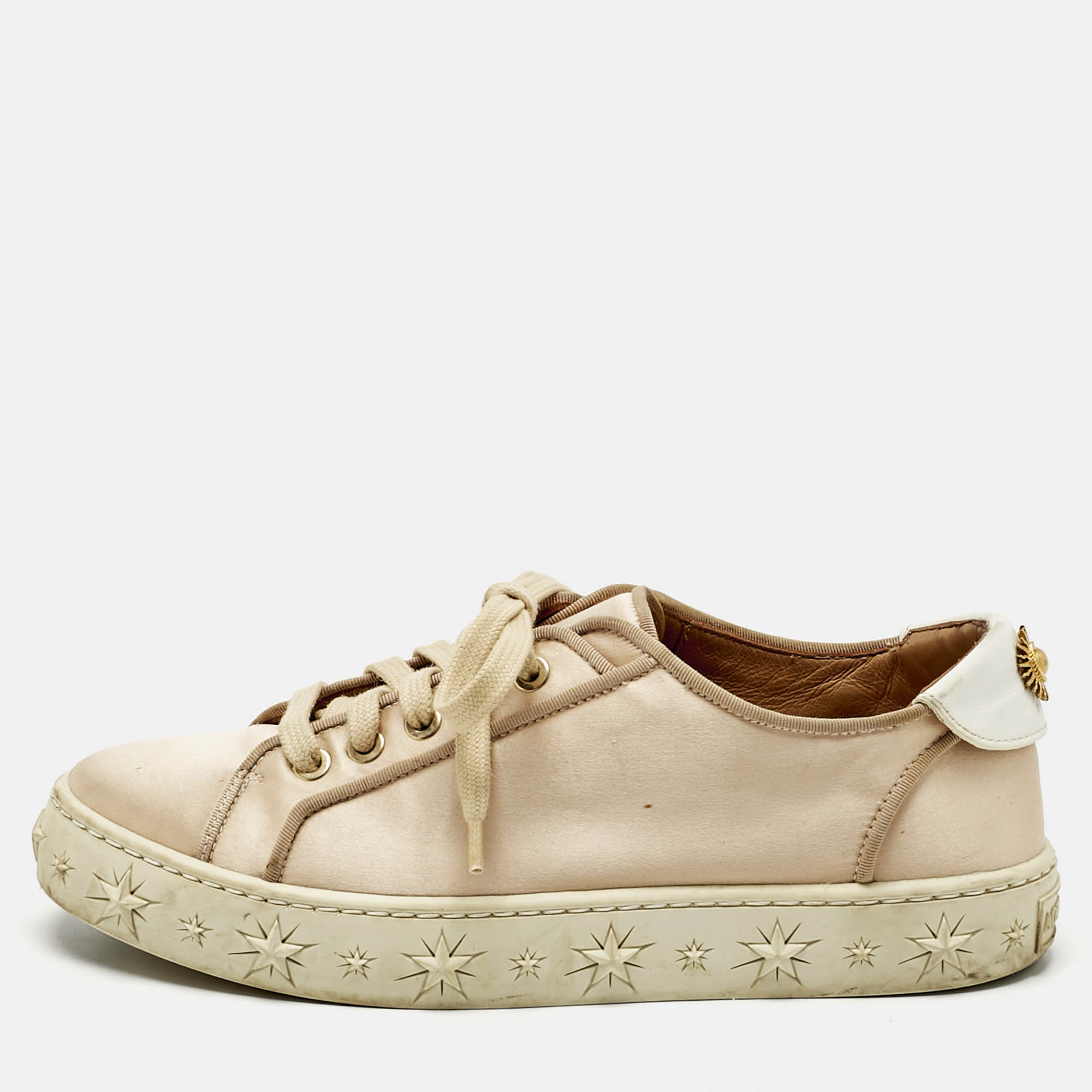 aquazzura blush pink satin l.a low top sneakers size 36