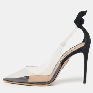 luxury-women-aquazzura-used-shoes-p1210330-002.jpg aquazzura transparent/ black pvc and suede bow tie pumps size 37