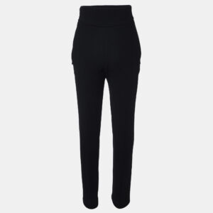 balenciaga black crepe high waist flap detail trousers m