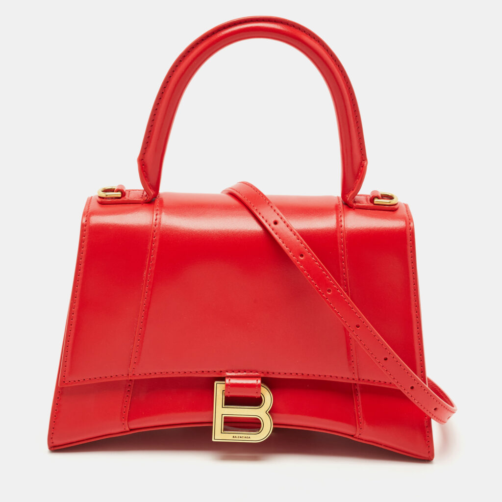 luxury-women-balenciaga-used-handbags-p1167771-007.jpg Balenciaga Red Leather Small Hourglass Top Handle Bag