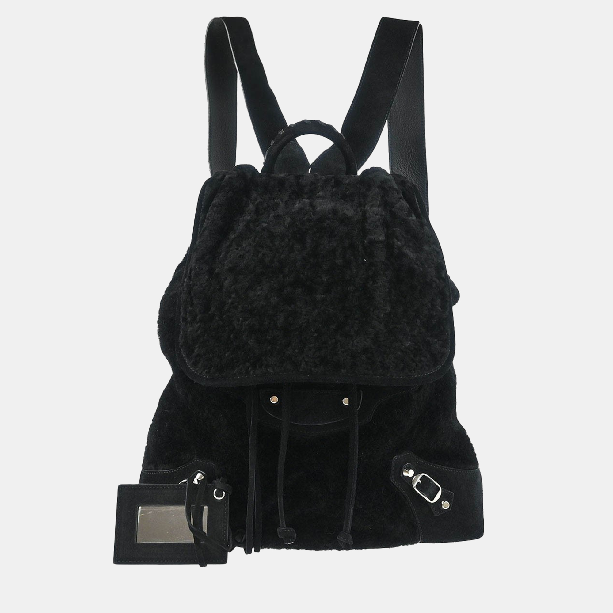 balenciaga black suede traveller backpack