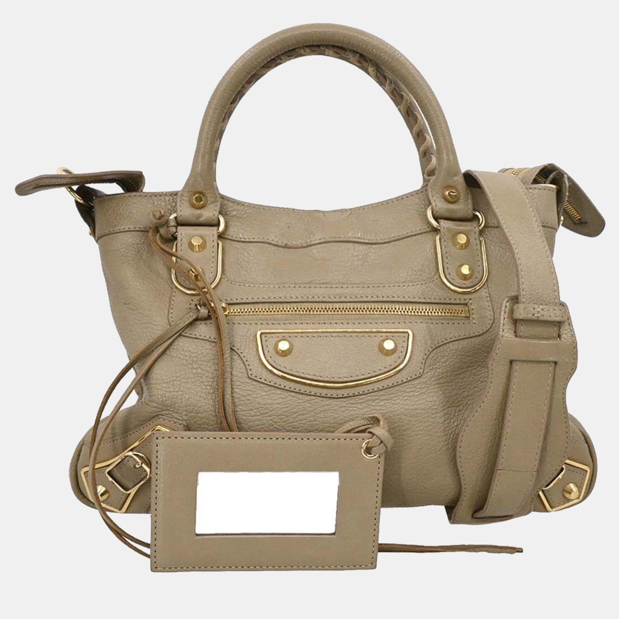balenciaga beige leather the town 2way handbag