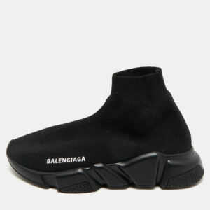 luxury-women-balenciaga-used-shoes-p1182227-004.jpg balenciaga black knit fabric speed trainer high-top sneakers size 37