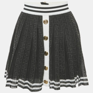 luxury-women-balmain-used-clothes-p1173014-005.jpg balmain black monogram mesh pleated mini skirt s