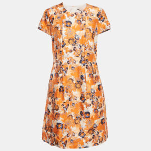 boss by hugo boss orange floral print silk short dress m
