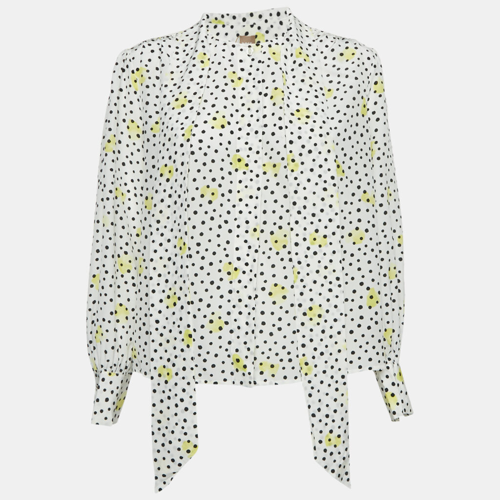 luxury-women-boss-by-hugo-boss-used-clothes-p1144244-007.jpg Boss By Hugo Boss White Polka Dots Silk Baboah Blouse M