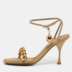 bottega veneta beige leather dot ankle strap sandals size 40