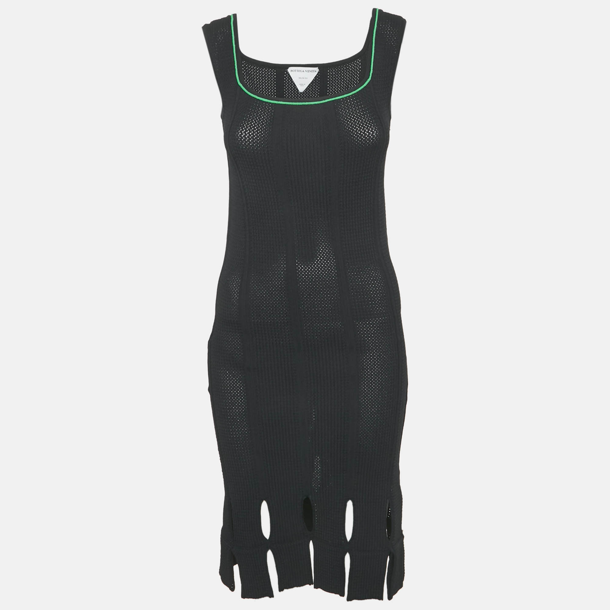 bottega veneta black knit sleeveless knee-length dress s