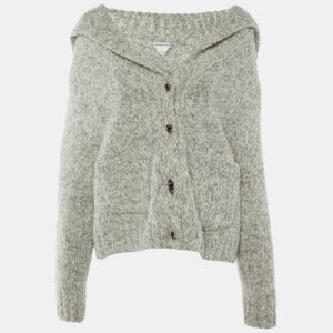 bottega veneta grey melange alpaca wool knit button front cardigan m