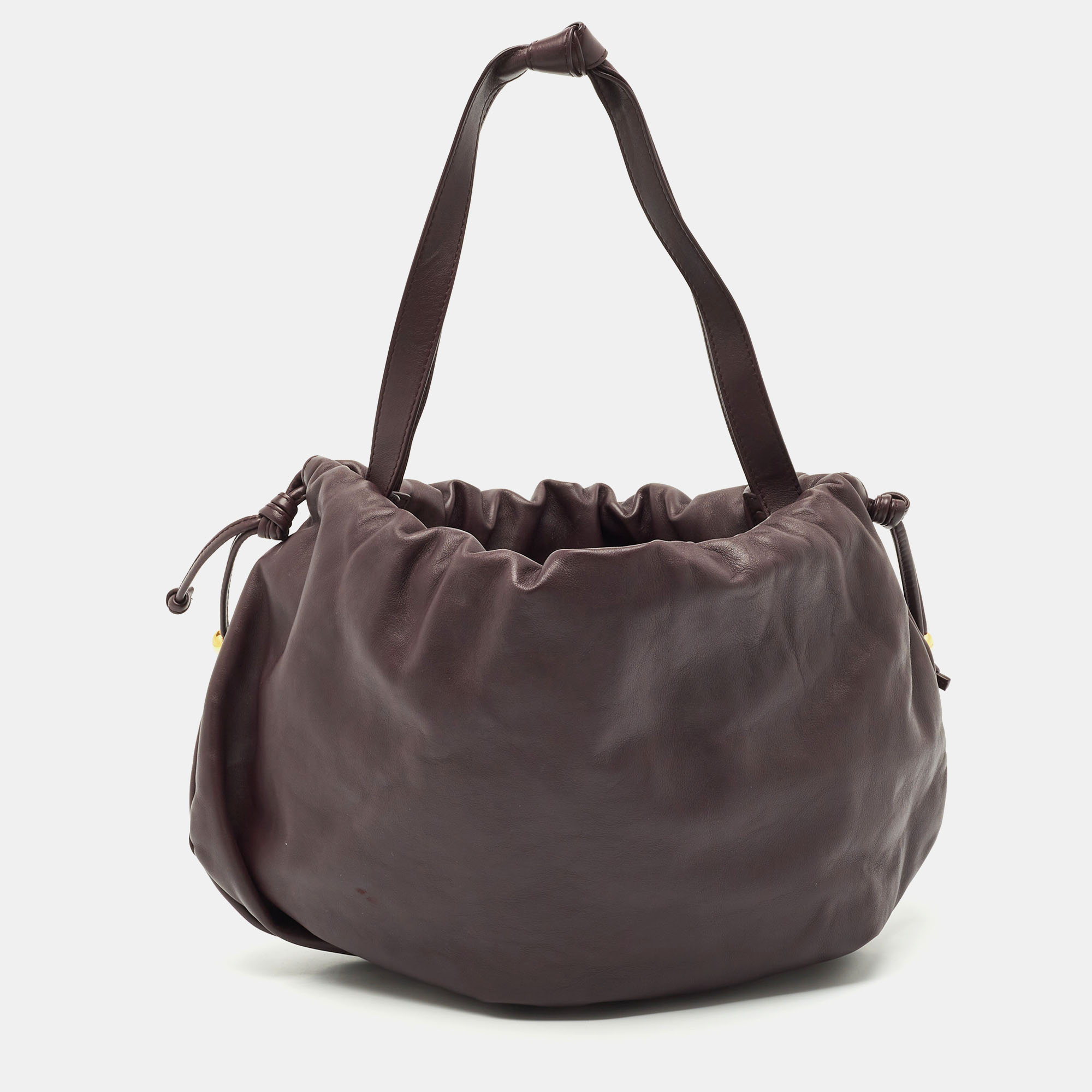 bottega veneta dark purple leather medium bulb shoulder bag