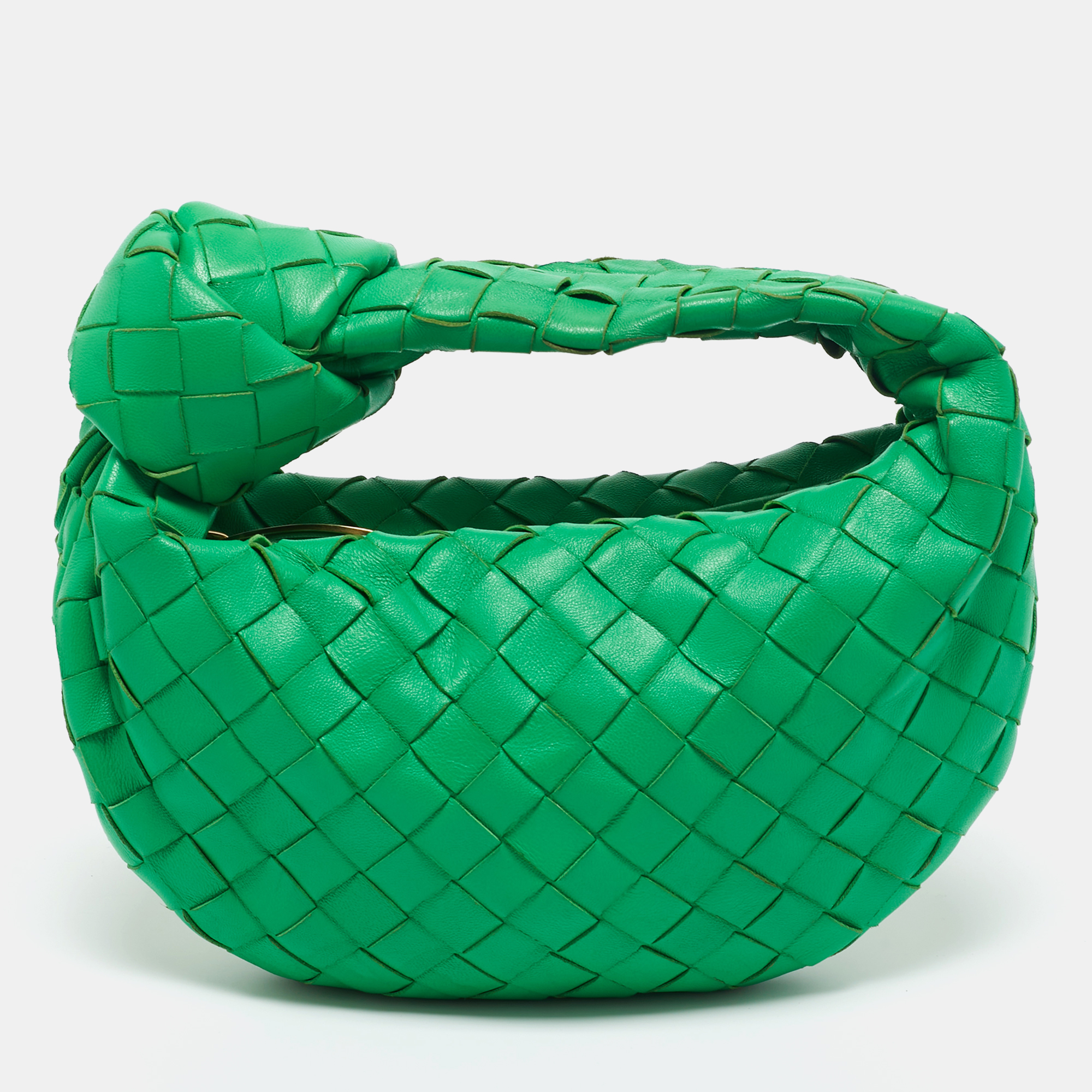 bottega veneta green intrecciato leather mini jodie hobo