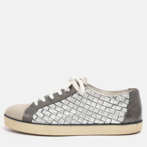 luxury-women-bottega-veneta-used-shoes-p1209820-010.jpg bottega veneta metallic intrecciato leather sail sneakers size 38.5