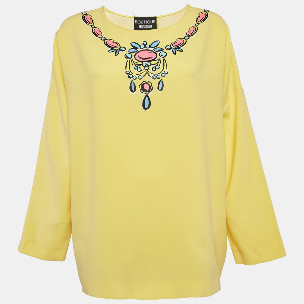 luxury-women-boutique-moschino-used-clothes-p1126919-001.jpg Boutique Moschino Yellow Printed Crepe Tunic M