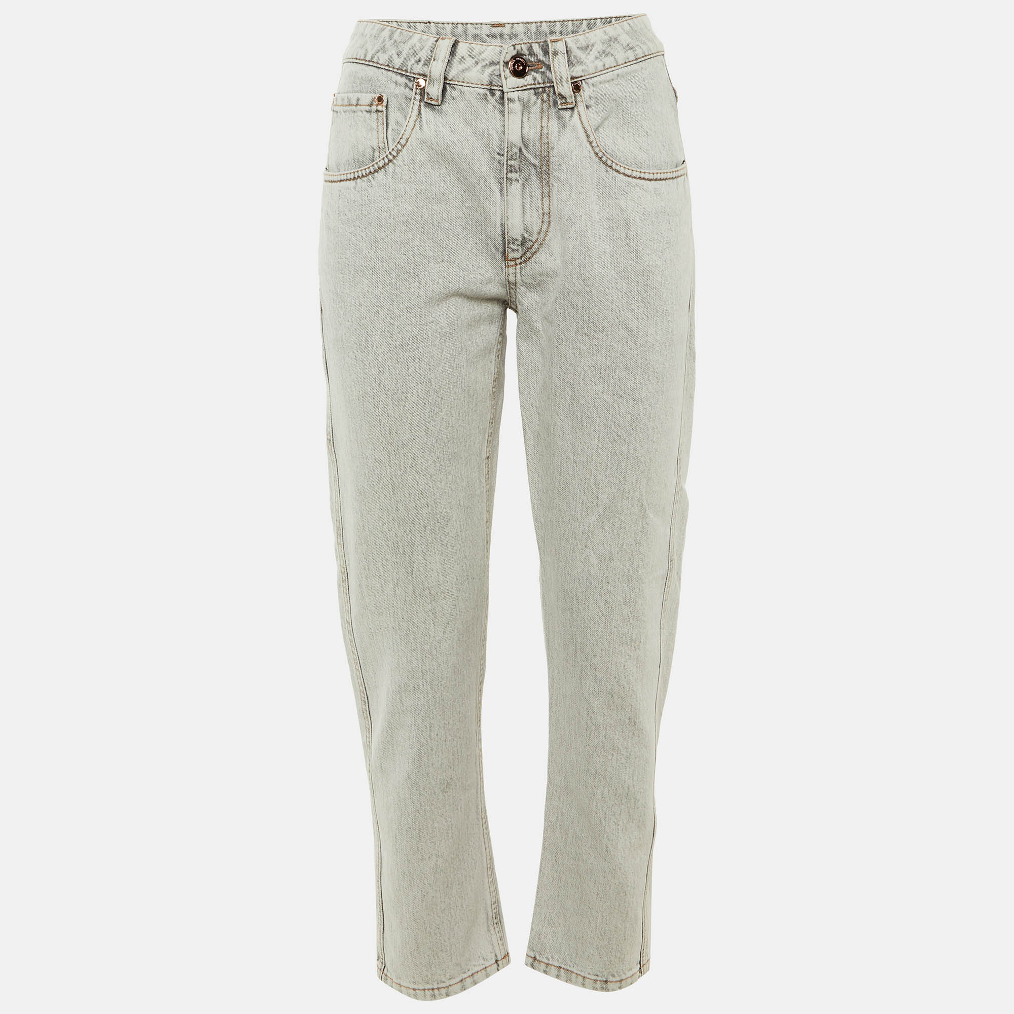 brunello cucinelli light grey denim the straight leg jeans s/waist 28"