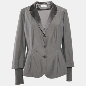 brunello cucinelli grey cotton blend single breasted blazer xxl