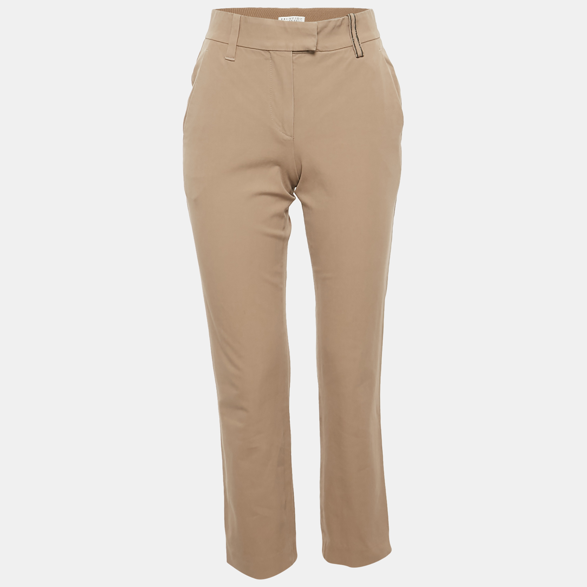 brunello cucinelli brown monili detail cotton trouser s