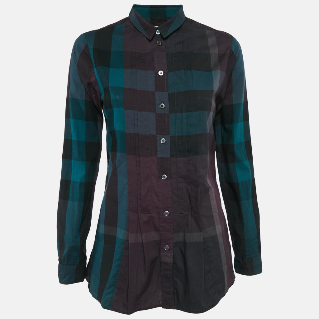 luxury-women-burberry-brit-used-clothes-p1096926-007.jpg Burberry Brit Multicolor Nova Check Cotton Pleated Shirt S