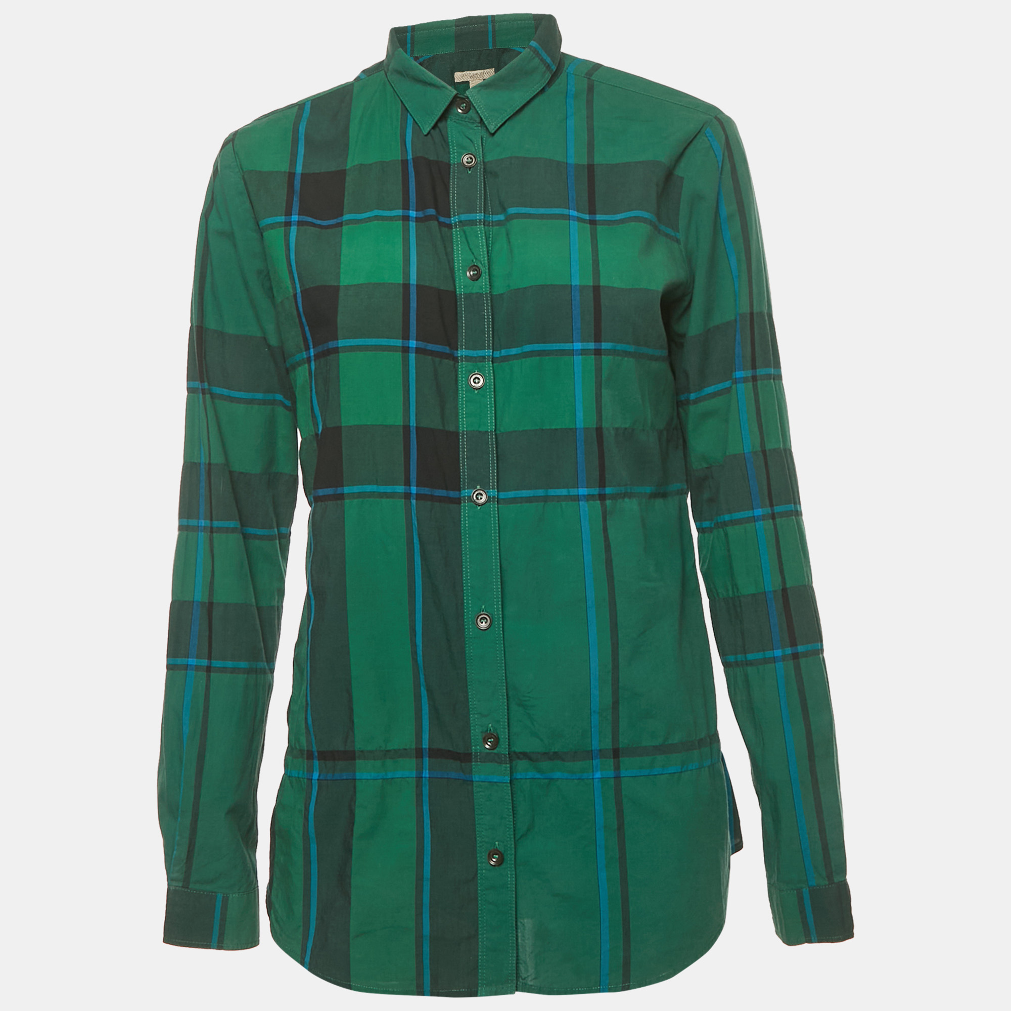 burberry brit green nova check cotton shirt s