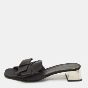 luxury-women-burberry-london-used-shoes-p1185164-003.jpg burberry london black satin bow slide sandals size 41