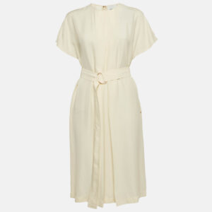 burberry off-white crepe belted midi dress s