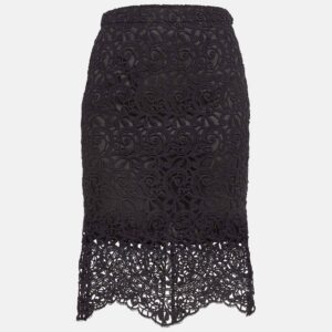 burberry black lace pencil midi skirt s