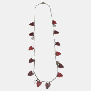 burberry gunmetal tone & resin heart charms necklace