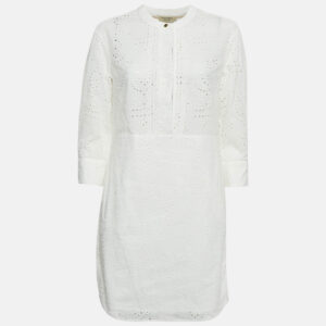 burberry white broderie anglaise cotton short dress s